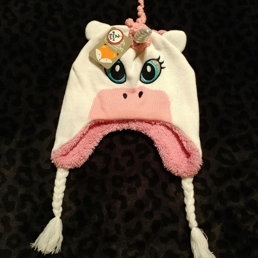 unicorn beanie/glove set